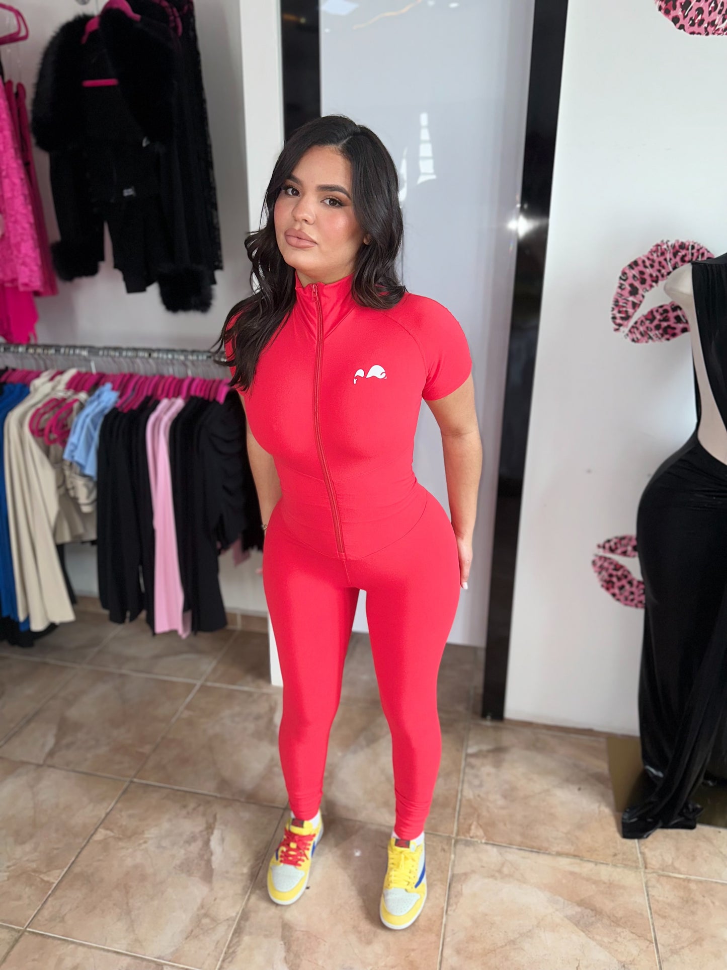 Bright Red Fit Jumpsuit