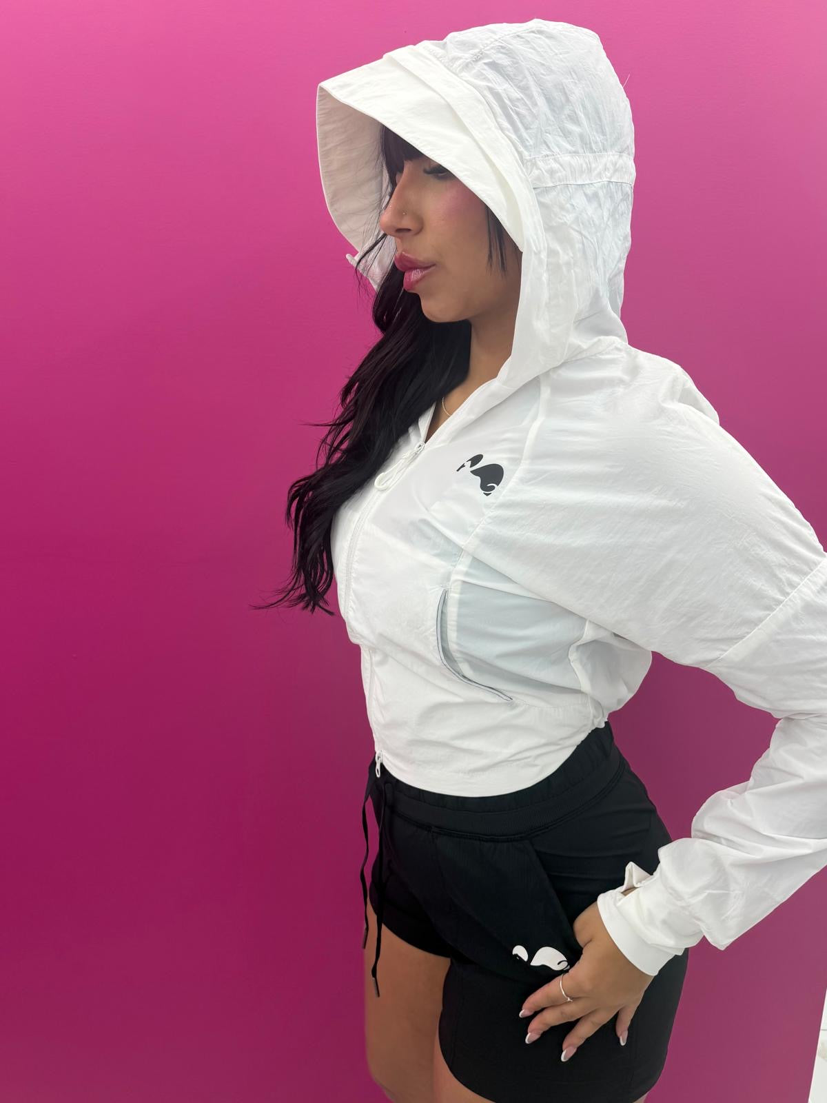 White Windproof Adjustable Jacket