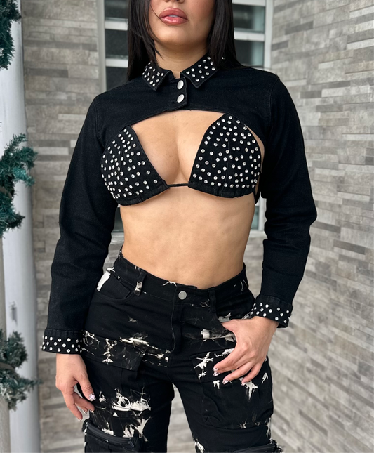 Rhinestone Black Top