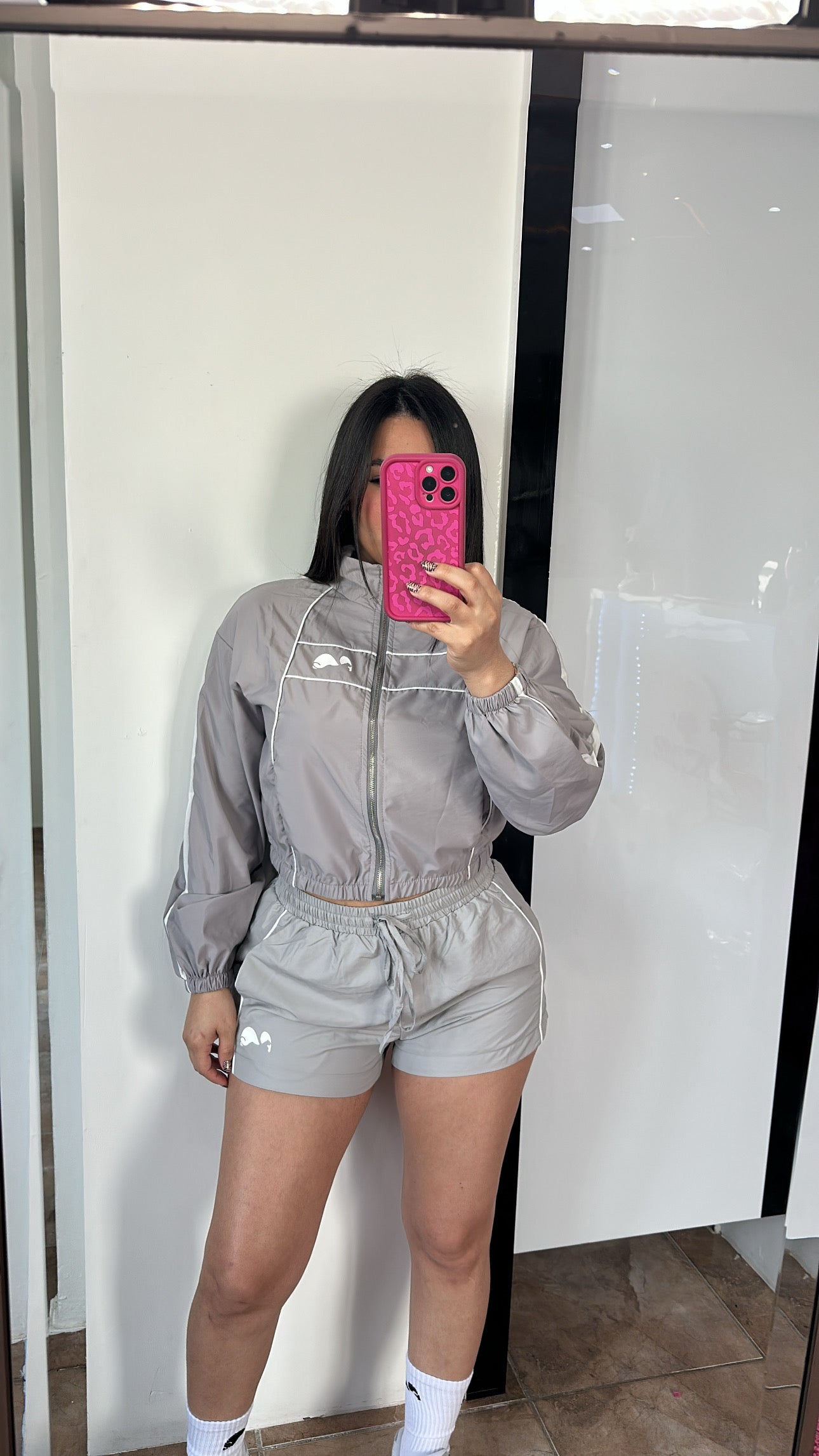 Light Gray Windproof Short Set