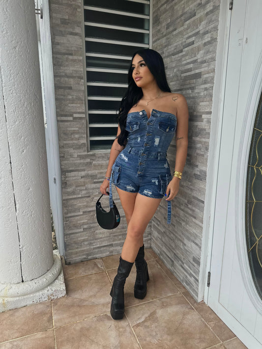 Dark Denim Romper