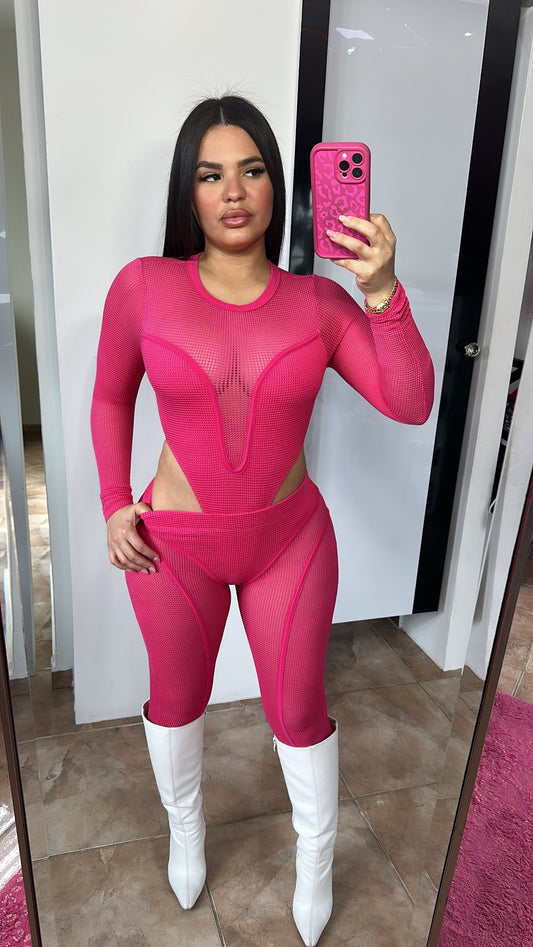 Fuschia Mesh Set
