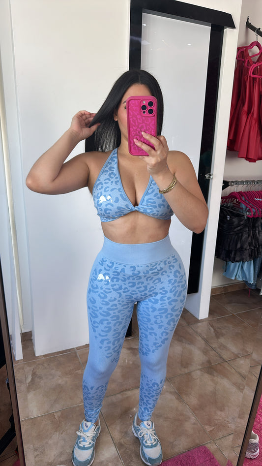 Baby Blue Leopard Set
