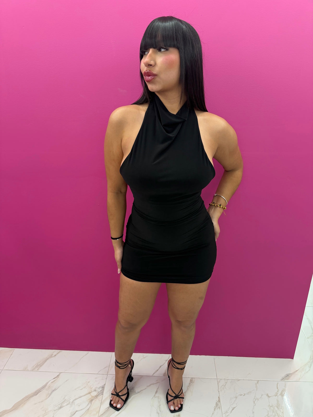 Halter Mini Black Dress
