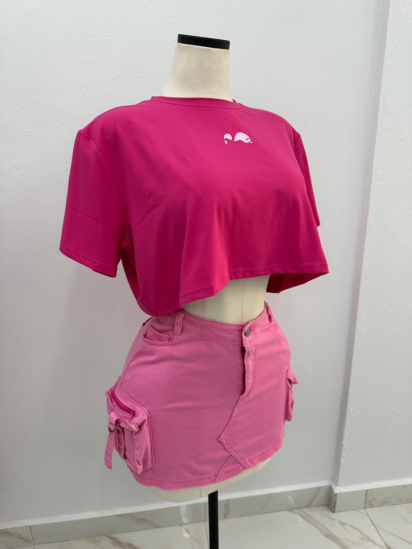 Pink & Pink Dryfit Crop Top
