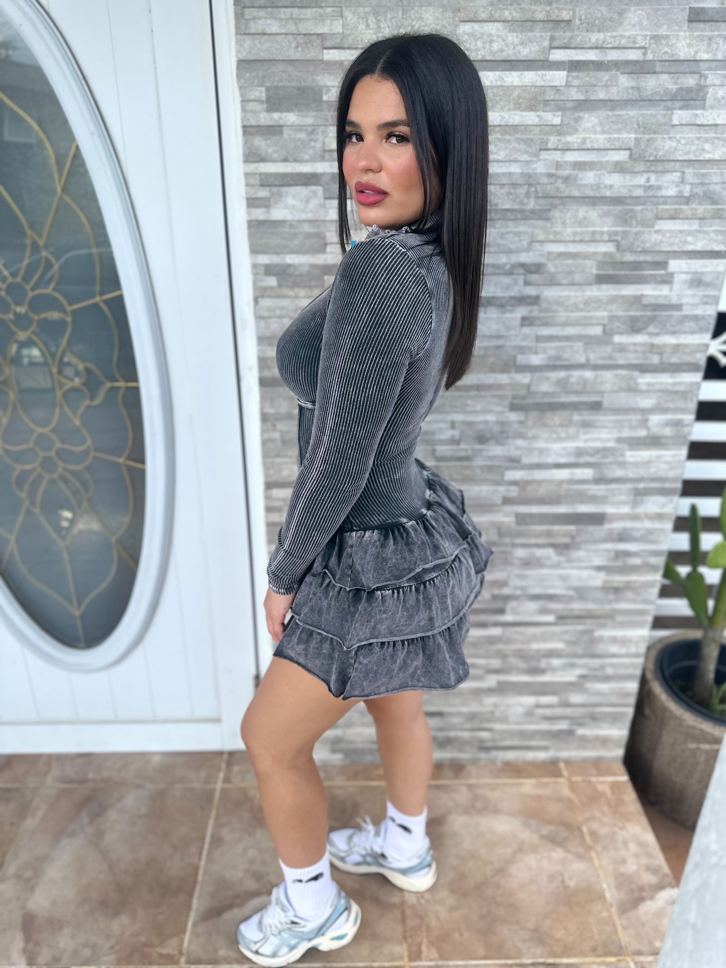 Black Mineral Romper Dress