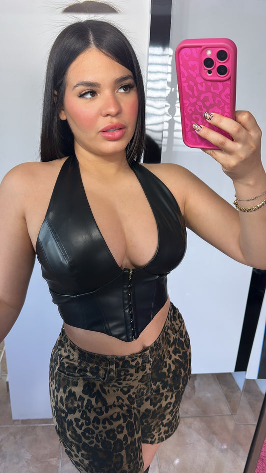 Leather Black Top