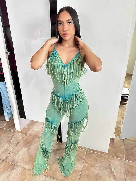 Green & Blue Mineral Jumpsuit