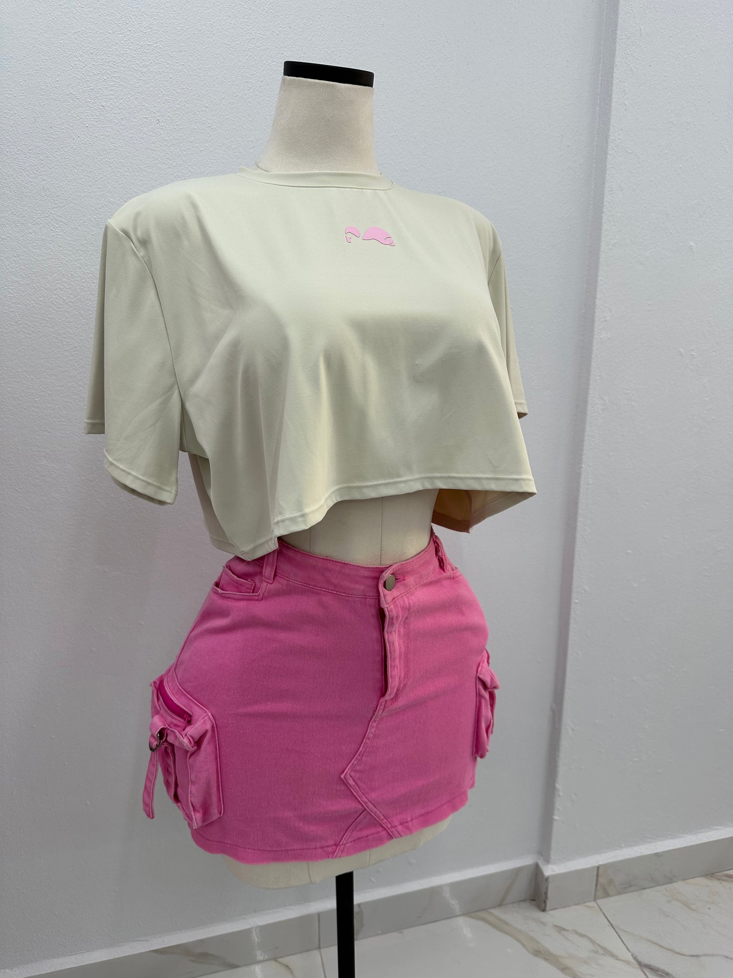Creamy Pink Dryfit Crop Top