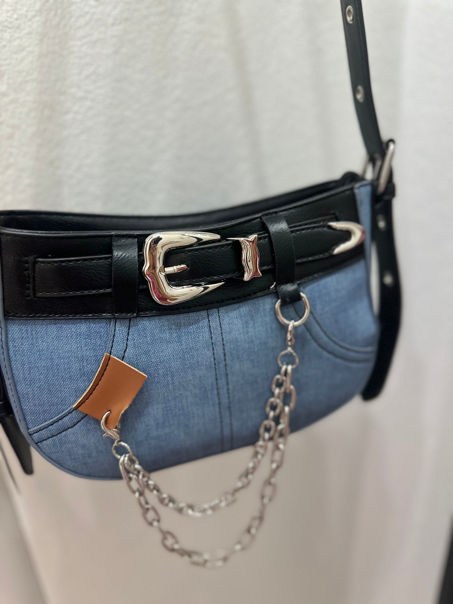 Denim Leather Belt Bag