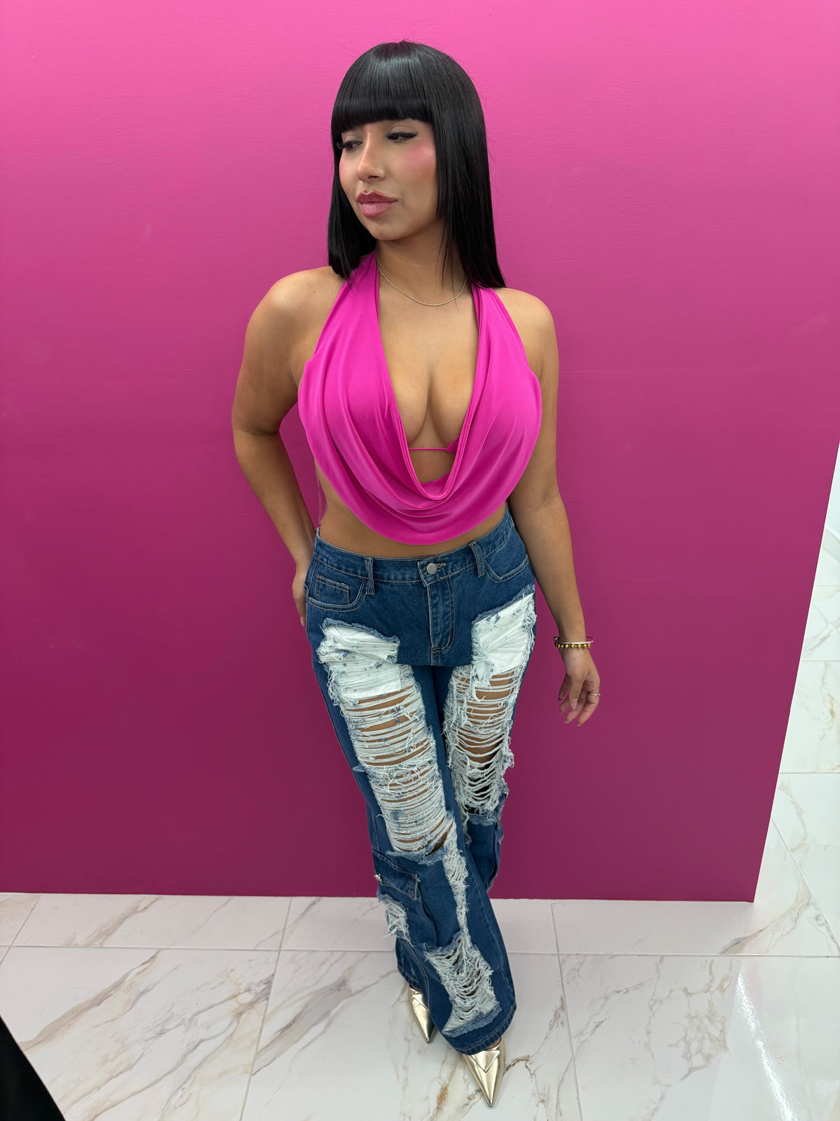 Magenta Halter Top