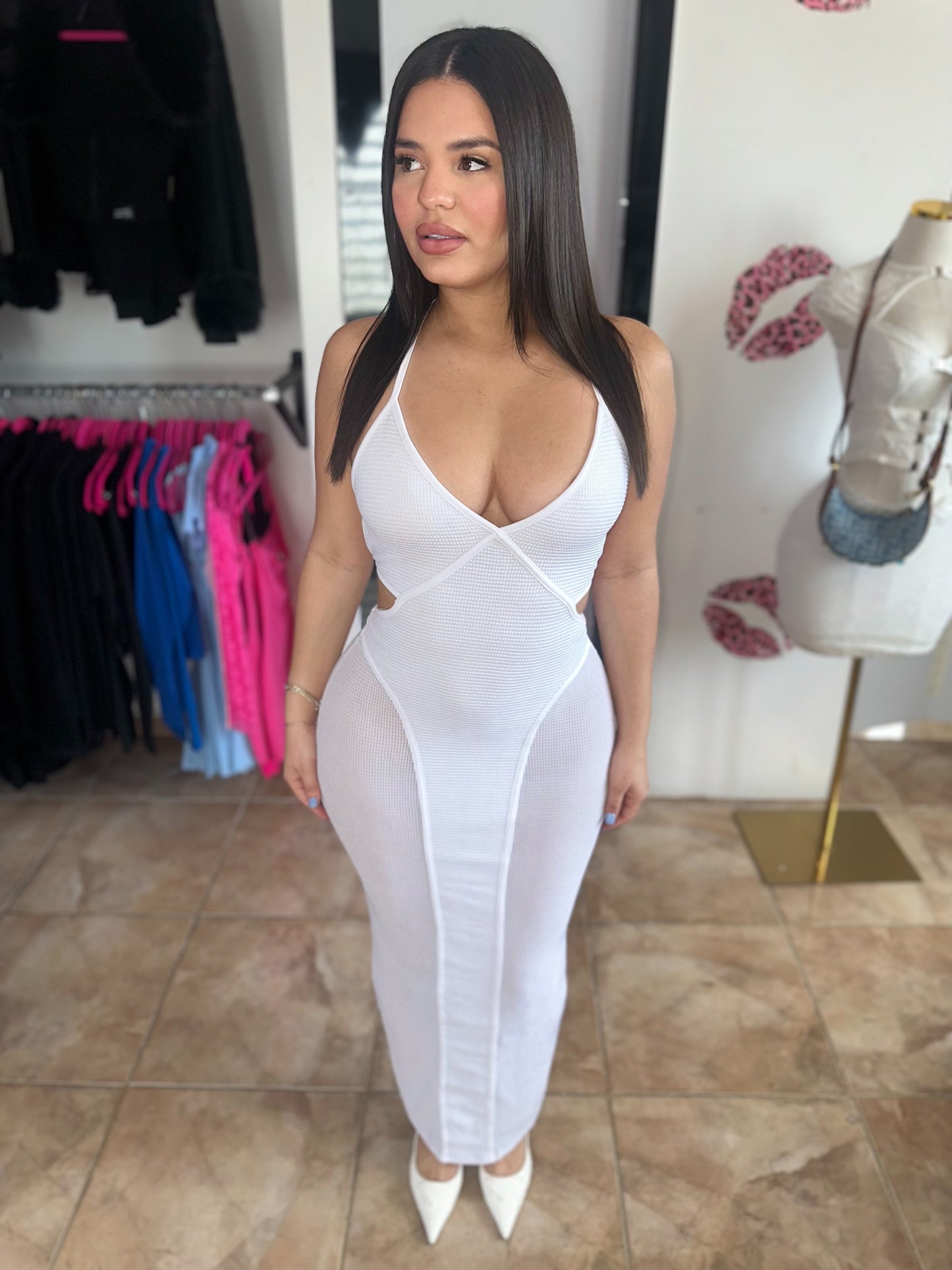 Off White Long Sexy Dress