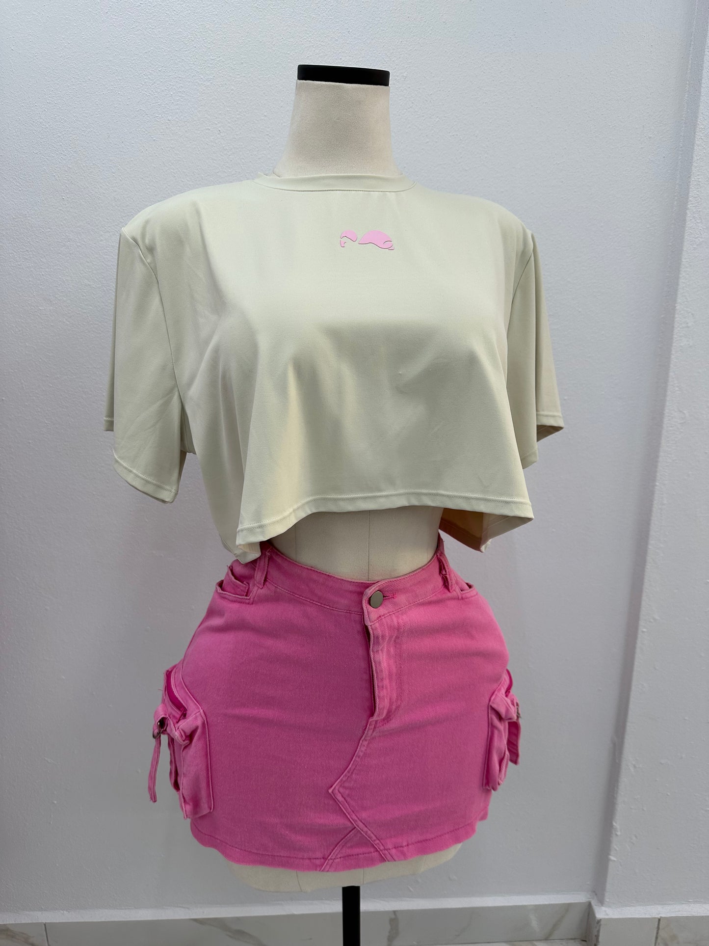 Creamy Pink Dryfit Crop Top