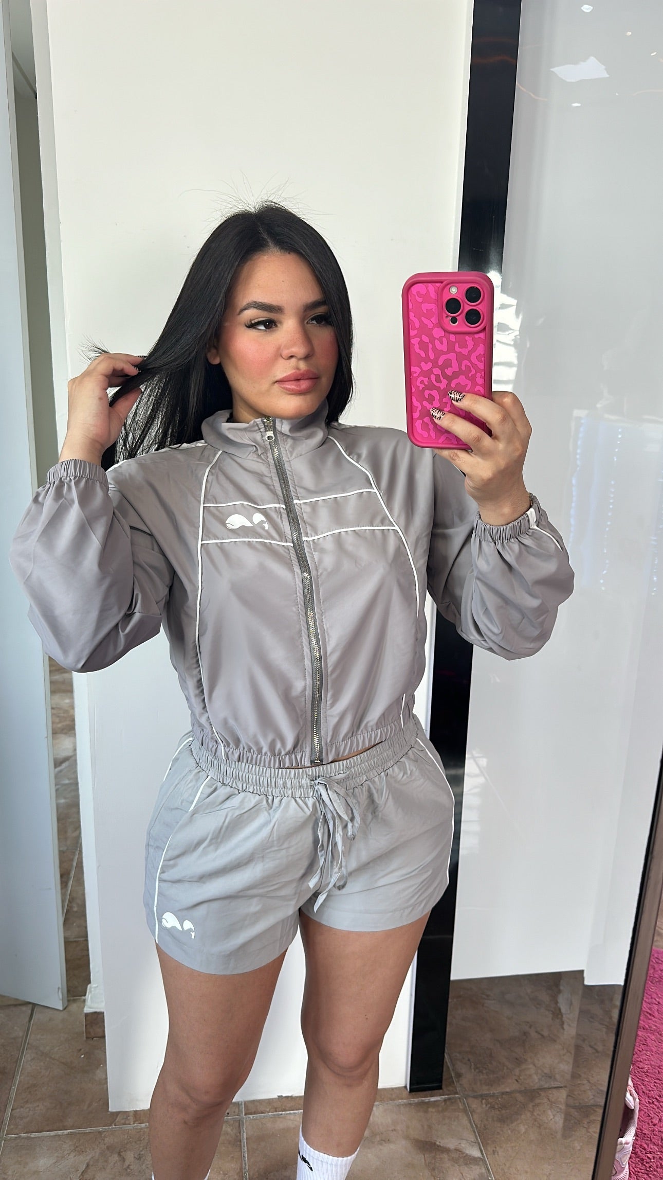 Light Gray Windproof Short Set