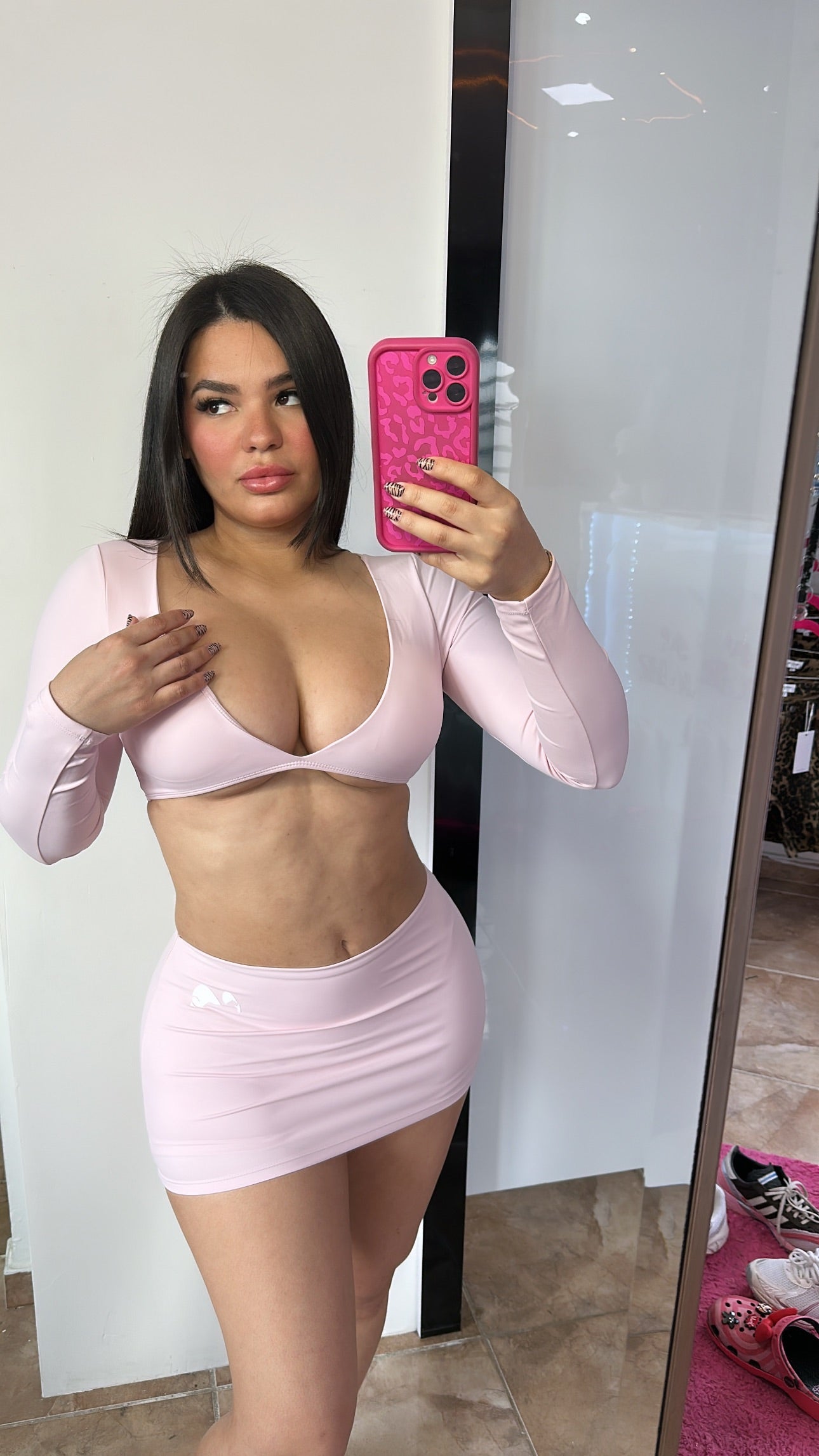 Light Pink Micro Skirt Set