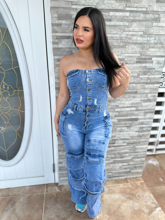 Med Denim Jumpsuit (RESTOCK)