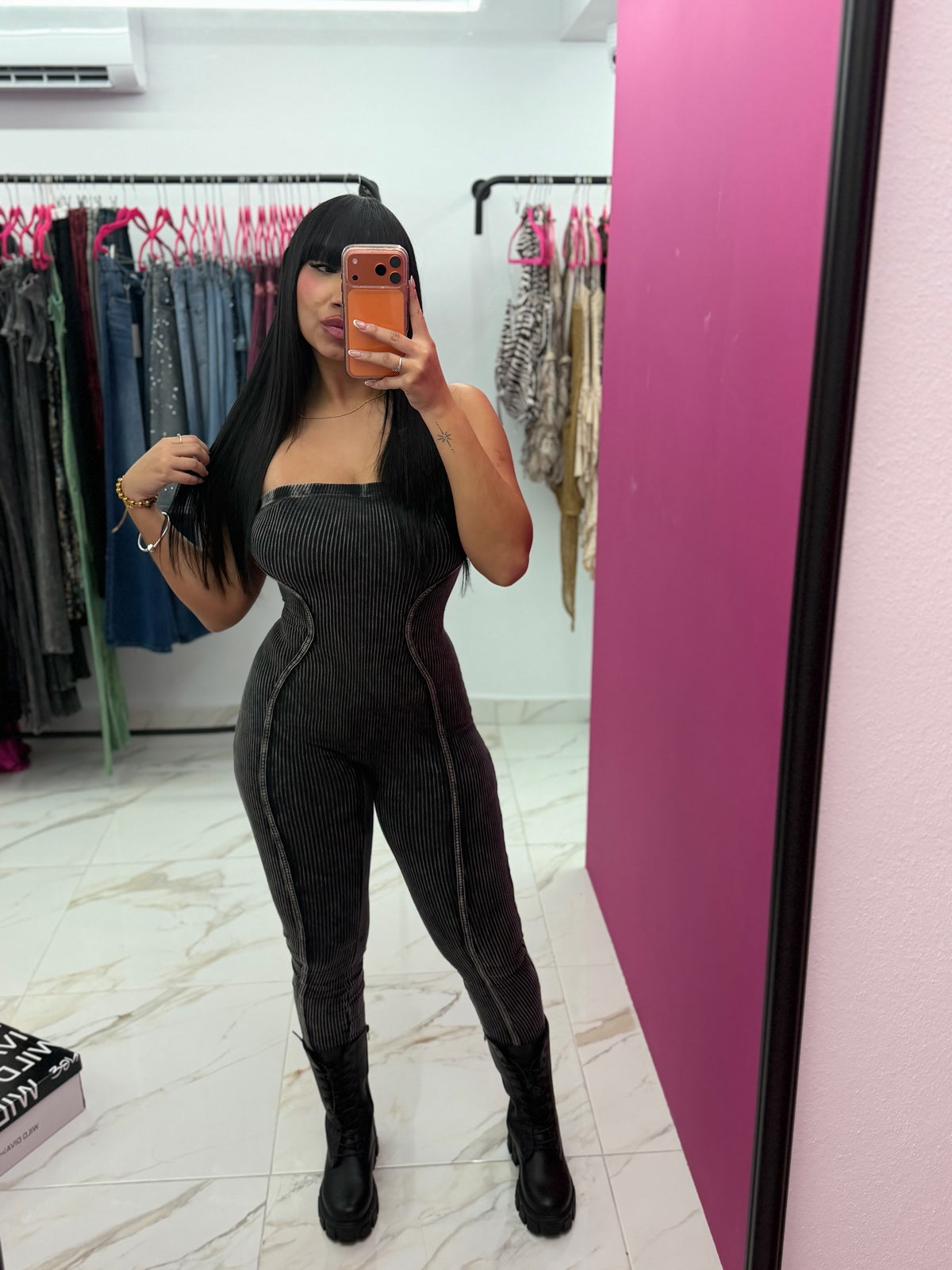 Black Mineral Tube Jumpsuit