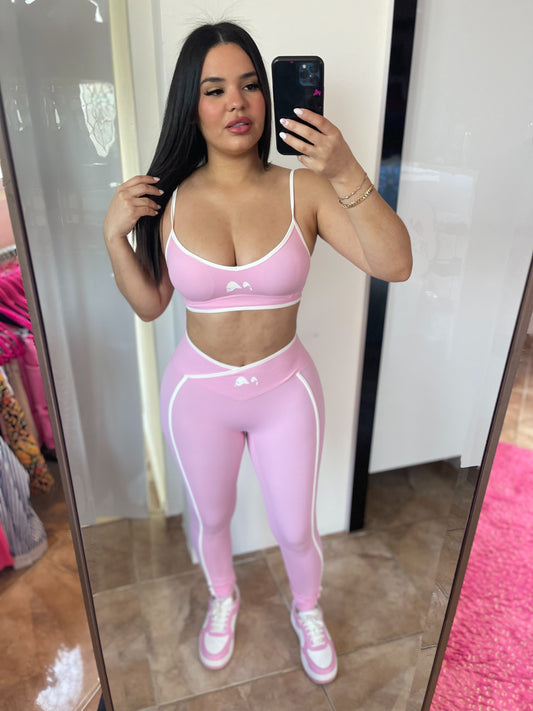 Pink & White Legging Set
