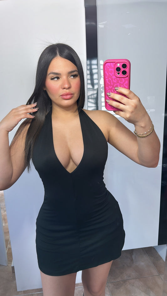 V-Neck Black Dress