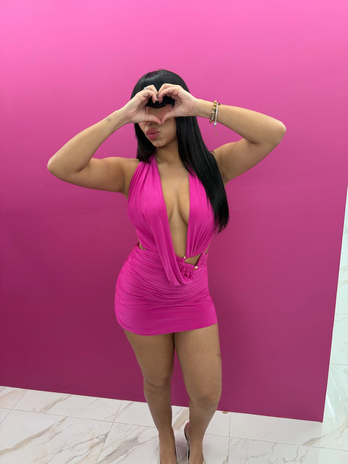 Plot Twist Magenta Dress
