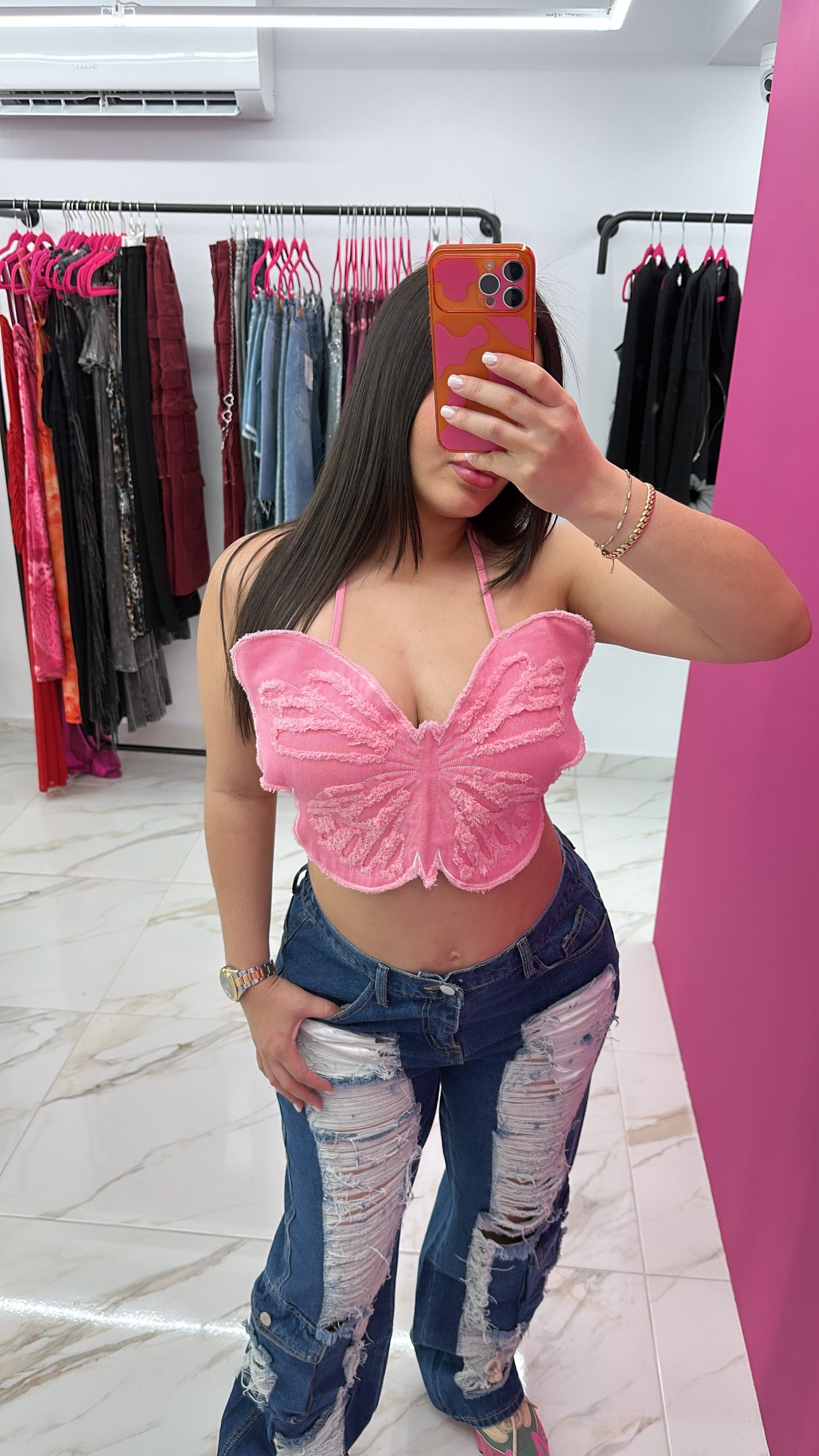 Pink Butterfly Top