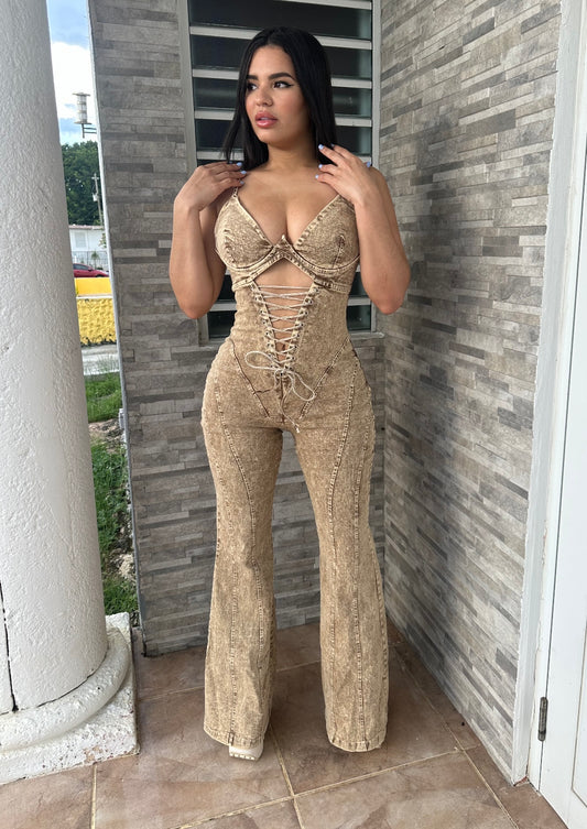 Nude Washed Jumpsuit