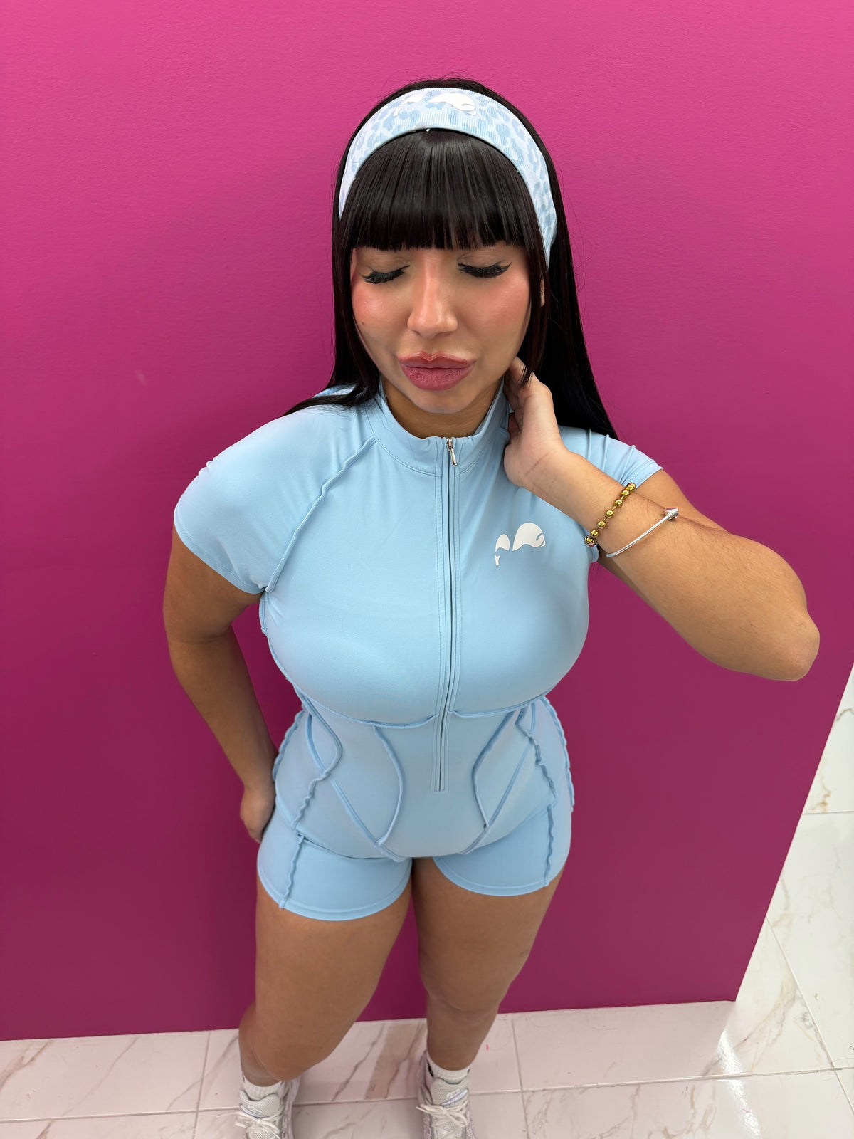 Hourglass Baby Blue Romper